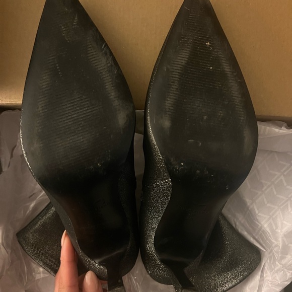Marc Fisher heeled sock bootie in glitter pewter- worn once - Picture 9 of 9